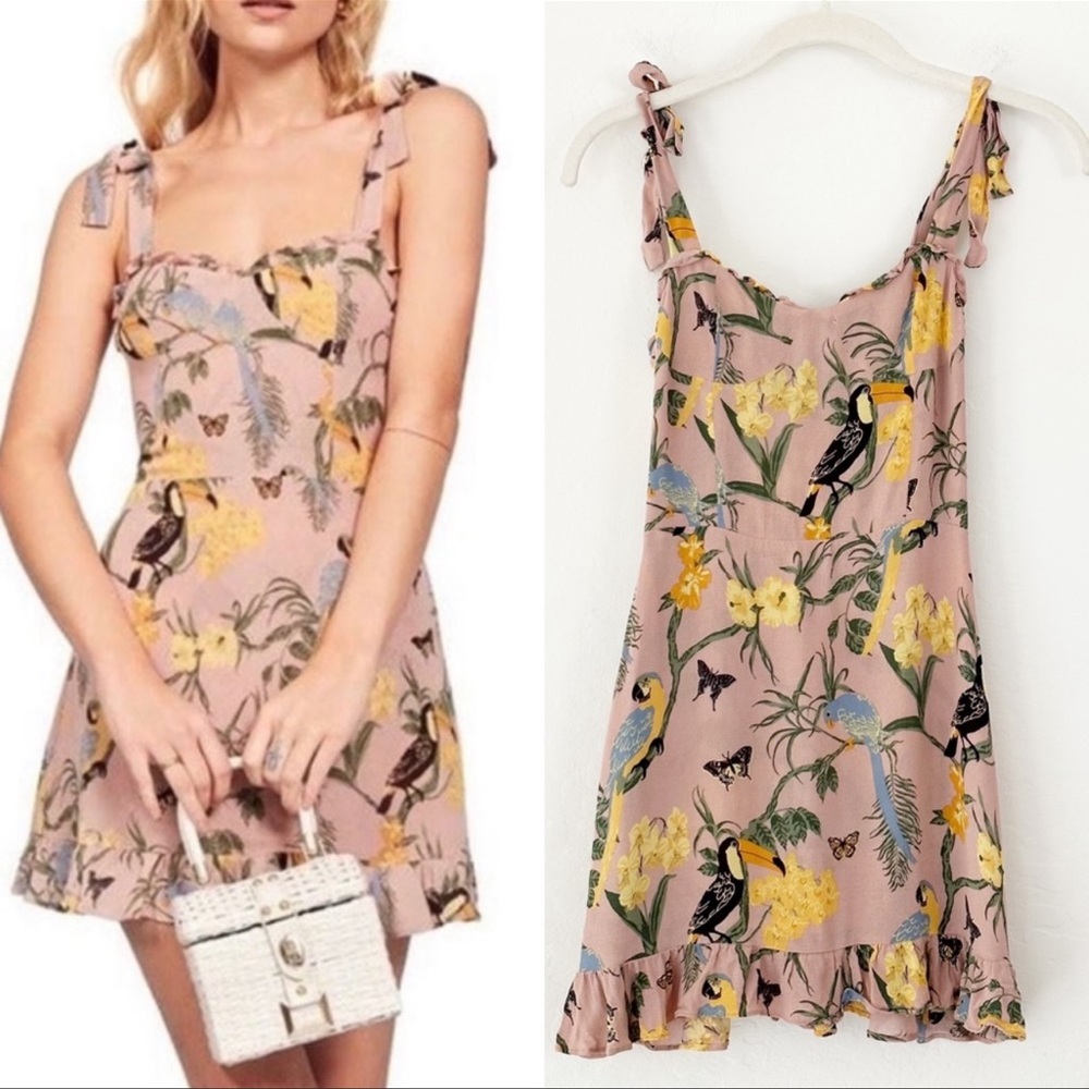 Reformation Christine Conga Blush Toucan Dress | 0
